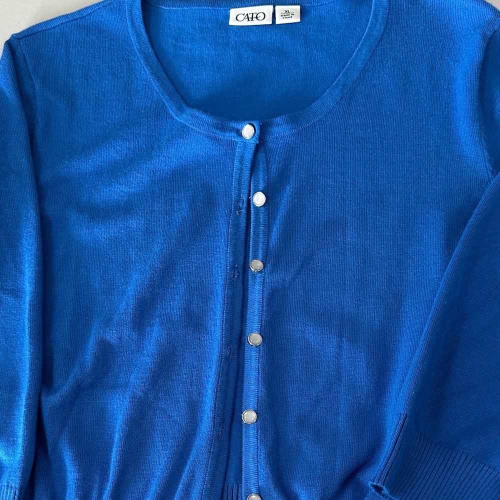 Cato Vibrant Blue Button-Up Cardigan
